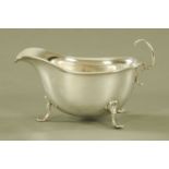 A George V silver sauce boat by Mappin & Webb Birmingham 1921, 104 grams.