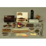 A large quantity of collectibles, including meerschaum pipe, scissors, needles etc.