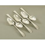 A set of six George III Dublin silver dessert spoons, 1790, maker Michael Keating.