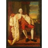 An 18th century full length portrait in oils of George III, circa 1770,