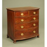 A Regency style mahogany bowfronted chest of drawers,