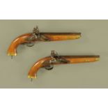 A pair of 18th century flintlock sea service pistols,