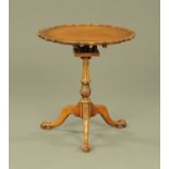 A Chippendale style mahogany occasional table, with pie crust moulded edge,