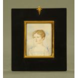 A 19th century rectangular portrait miniature of a young girl, 7.
