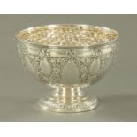 A silver rose bowl by George Maudsley Jackson and David Landsborough London 1896. 595 grams.