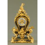 A 19th century French boulle marquetry table or mantle clock with stand, by Perin & Magniel,