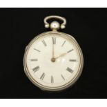 A 19th century Verge pocket watch, silver cased London, probably 1895 maker Joseph Walton,