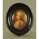 A late 19th century Continental oval porcelain portrait plaque,