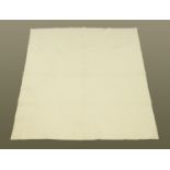 A plain white Durham quilt. 231 cm x 238 cm.
