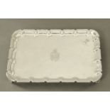 A rectangular silver salver, of small form, Edward VII 1901,