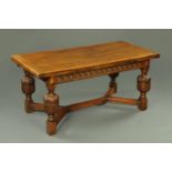 An Elizabethan style draw leaf dining table,