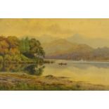 Edward Horace Thompson (1879-1949), watercolour, motor launch on lake.