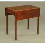 A 19th century mahogany Pembroke table, fitted with an end drawer with brass drop handle,