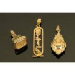 A 9 ct gold hollow embossed pendant,