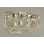 A matched canteen of silver Old English Thread pattern cutlery, comprising 12 table forks,