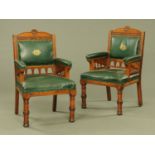 A pair of late 19th/early 20th century Civic armchairs, the backs,