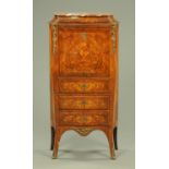 A French marquetry inlaid secretaire abattant,