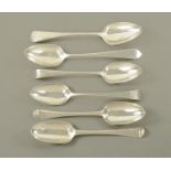 A collection of 6 Georgian silver Old English pattern tablespoons,