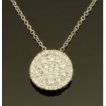 An 18 ct round diamond pendant, diamond +/- 0.50 carats.