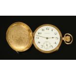 A 9 ct gold cased Waltham pocket watch, Birmingham 1924, Serial No. 283365, case by Dennison.