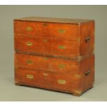 A 19th century mahogany or teak Military chest,