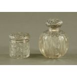 A silver mounted cut glass scent bottle, 1899, height 11 cm,
