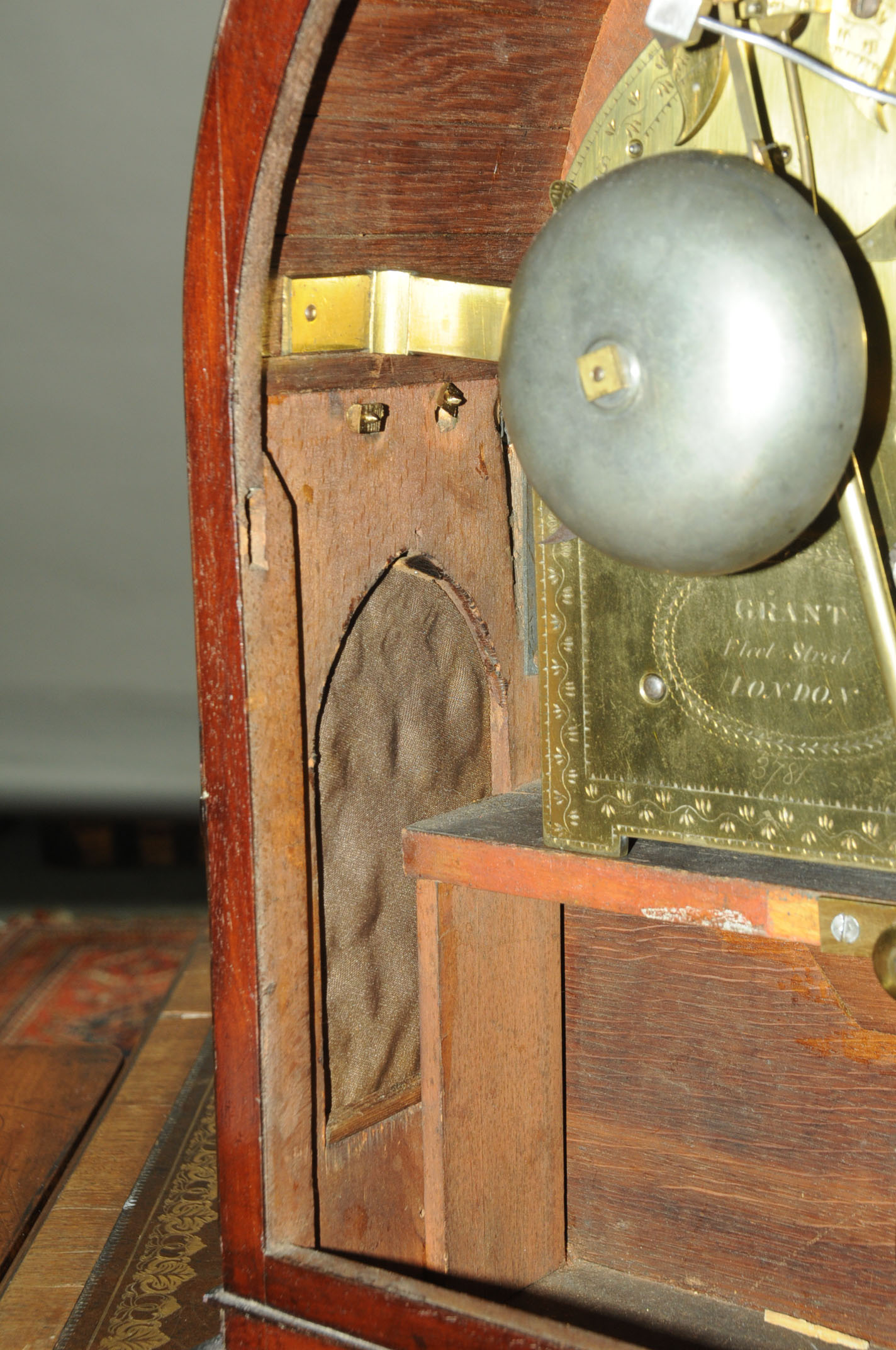 A Regency mahogany brass strung lancet type bracket clock, by Grant Fleet Street London, - Image 7 of 13