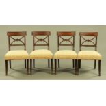 A set of four Regency mahogany dining chairs, with bowed top rails,
