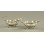 A pair of silver sauce boats, Birmingham 1901, probably George Houston,