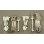 A part canteen of silver cutlery, Sheffield 1911, comprising 12 dessert spoons, 12 table forks,