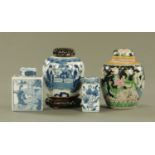 A 19th century Chinese blue and white ginger jar, decorated with figures,