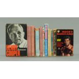 A collection of boxing books, 6 hardback, "Hitting and Stopping" by Jimmy Wild, "Henry Cooper,