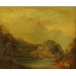 19th century Scottish School oil on canvas, cattle, lake,