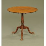 A 19th century mahogany snap top tripod table,