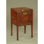 A 19th century mahogany washstand, brass bound with hinged top. Width 51 cm.