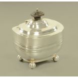 A George V silver tea caddy by Thomas Bradbury, Sheffield 1907, 164 grams gross. Width 9.