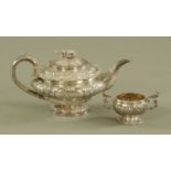 A George IV silver teapot and sugar basin London 1824, maker Robert Peppin.