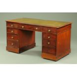 A Victorian mahogany pedestal desk,