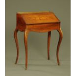 A Victorian floral marquetry rosewood ladies desk, with brass gallery,