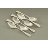 A set of six George III silver teaspoons London 1815 maker Walter Brind, 103 grams.