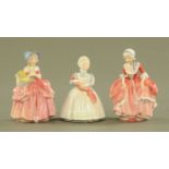 Three small Royal Doulton figurines "Goody Two Shoes", "The Rag Doll" HN2142, "Cissie" HN1804.