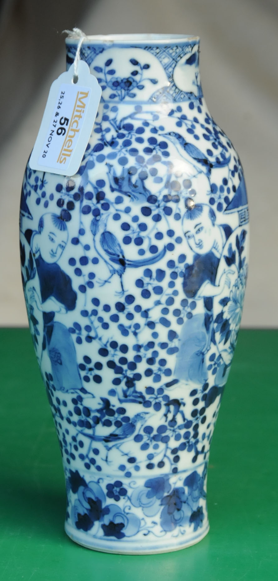 A 19th century Chinese vase, blue and white decorated with figures, four character mark to base. - Image 4 of 9