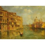 Venetian School late 20th century, oil on canvas over board "Evening Light Canareggio".
