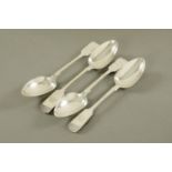 Four Victorian silver dessert spoons, Charles Wallis 1855. 146 grams.