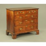 An 18th century walnut feather banded chest of drawers,