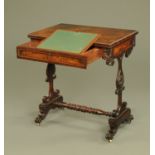 A Victorian mahogany combined work and writing table,