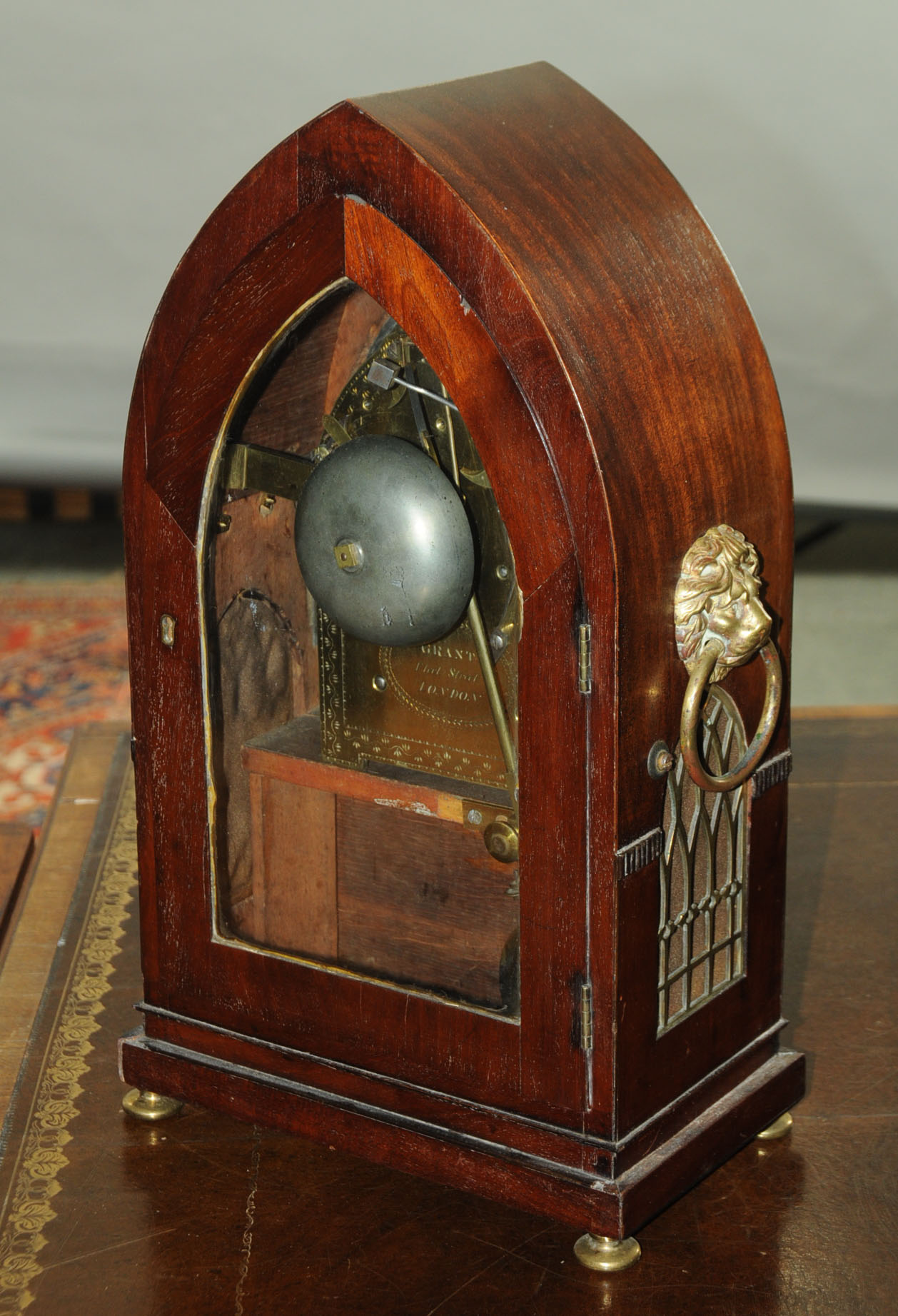 A Regency mahogany brass strung lancet type bracket clock, by Grant Fleet Street London, - Image 4 of 13