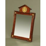 A large 19th century mahogany framed easel back mirror, with triangular and gilt pierced pediment.