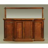 A William IV rosewood breakfront side cabinet,