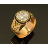 An 18 ct gold diamond ring, diamond +/- 1.16 carats, size P/Q.